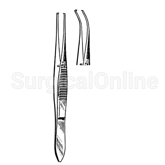 Iris Tissue Forceps With 1X2 Teeth Half Curved. 4.00"