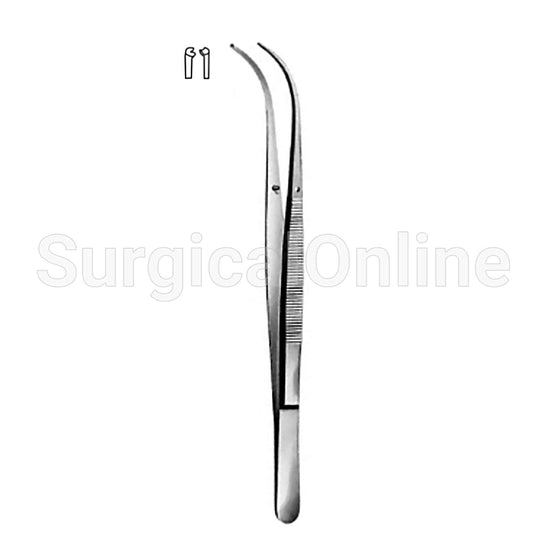 Tissue Forceps With 1X2 Teeth Curved. 9.25"