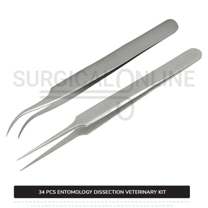 34 Pcs Entomology Dissection Kit Stainless Steel Veterinary Instruments Set with ???? Carrying Case
