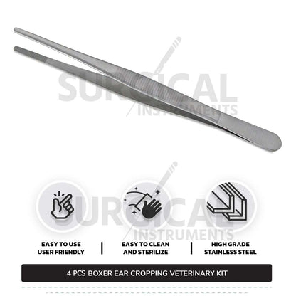 4 Pcs Boxer Ear Cropping Tools Kit Stainless Steel Surgical Veterinary Instruments Set with FREE Carrying Case