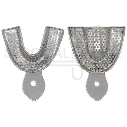 6 Metal Dental Impression Trays S, M, L Perforated Set