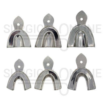6 Pcs Metal Dental Impression Trays S, M, L Solid Set