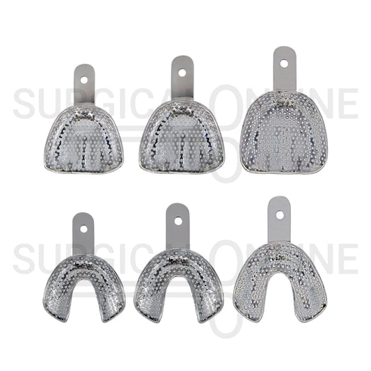 6 Pcs Edentulous Impression Trays S, M, L Perforated