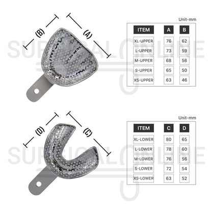 6 Pcs Edentulous Impression Trays S, M, L Perforated