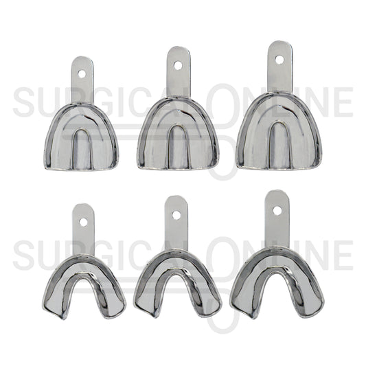 6 Edentulous Denture Metal Impression Trays Solid