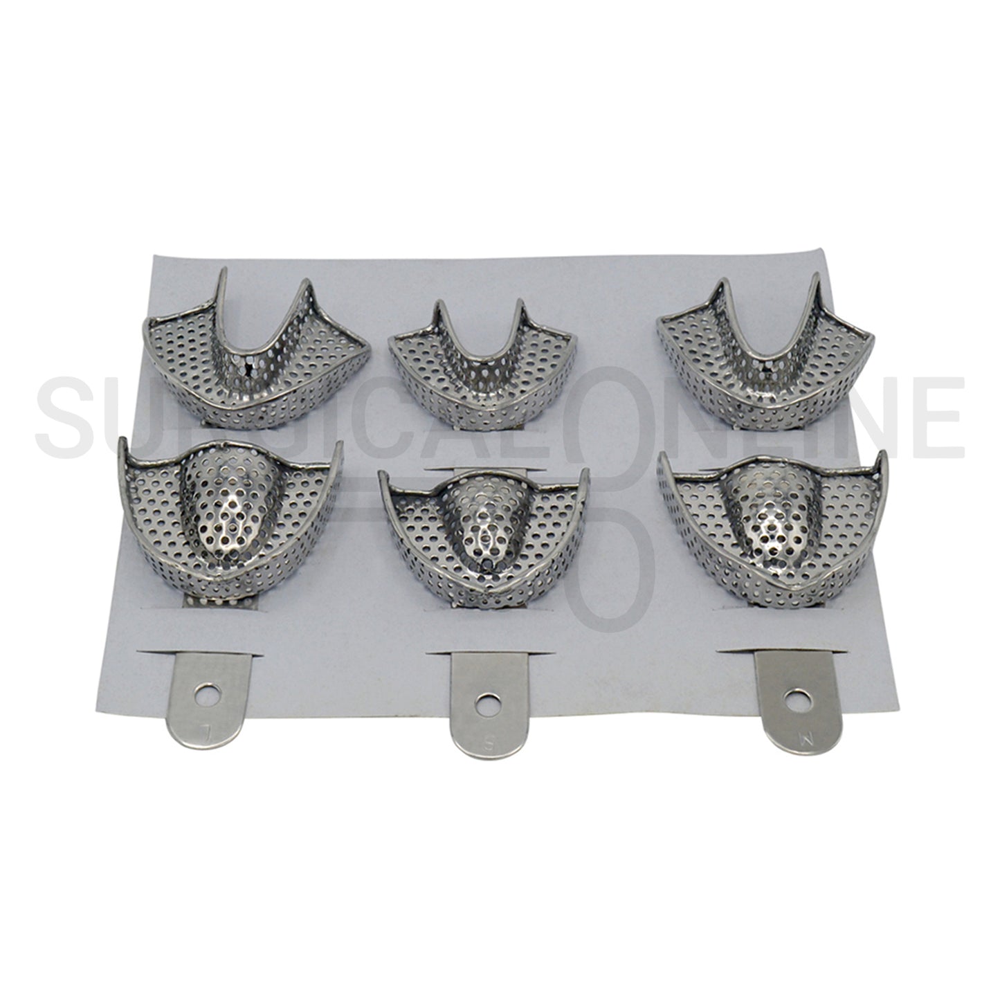 6 Pcs Pedo Metal Impression Trays Perforated Set S, M & L