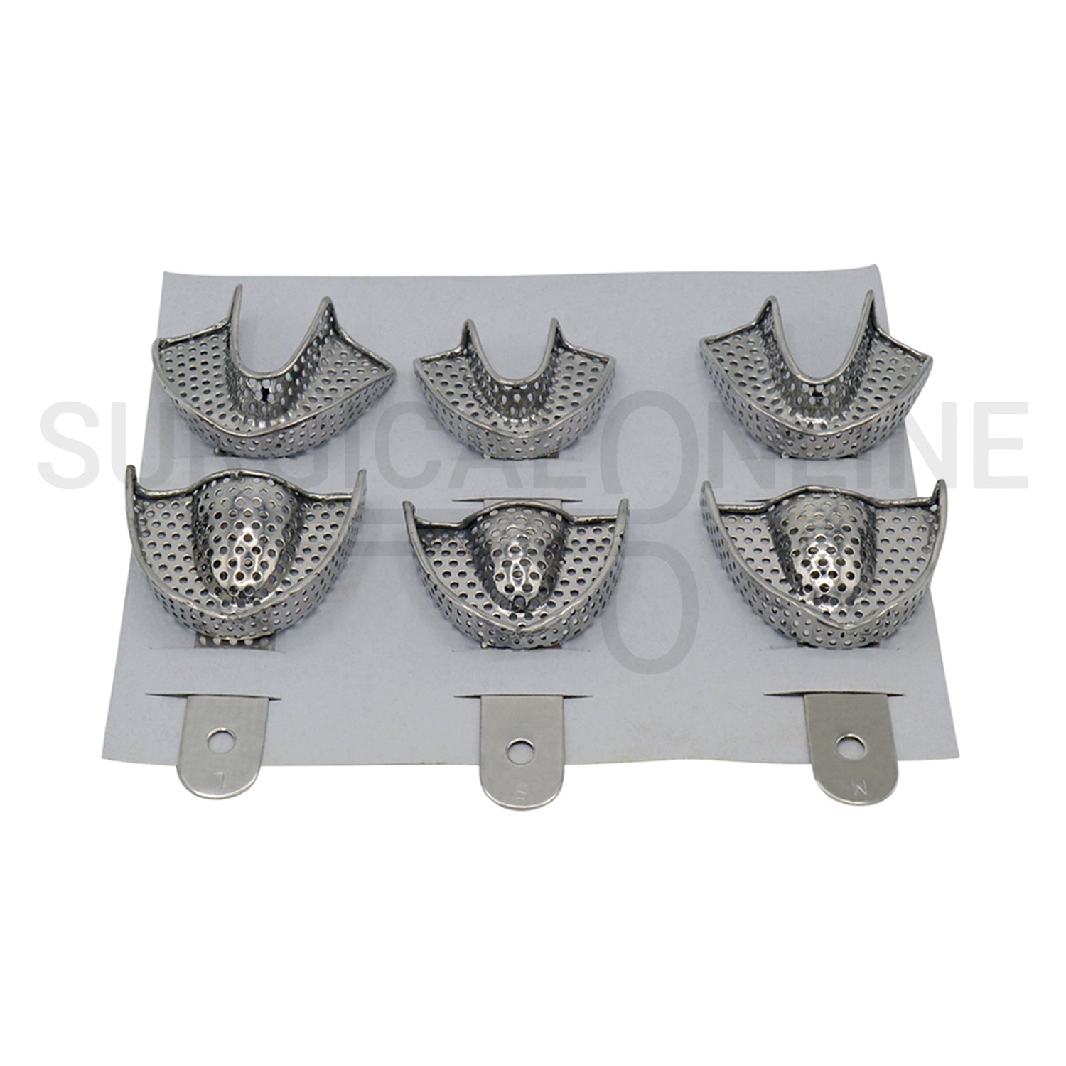 6 Pcs Pedo Metal Impression Trays Perforated Set S, M & L