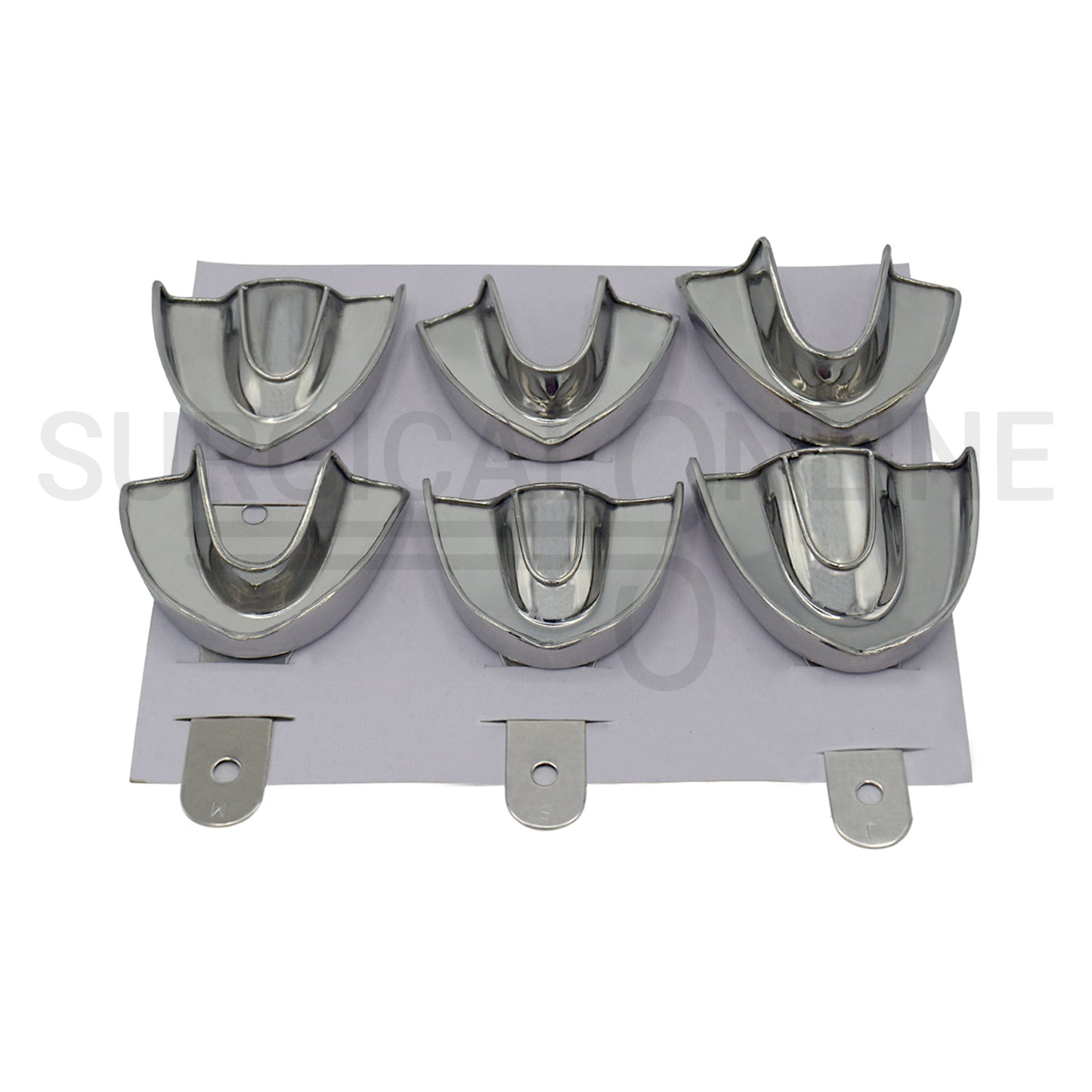 6 Pcs Pedo Metal Impression Trays Solid Set S, M & L