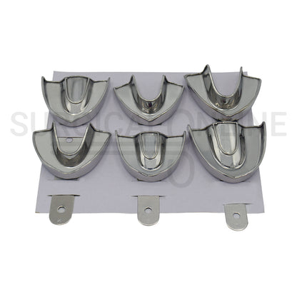 6 Pcs Pedo Metal Impression Trays Solid Set S, M & L