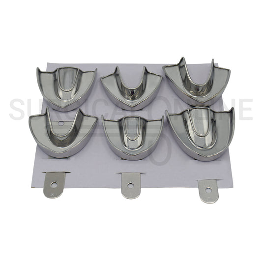 6 Pcs Pedo Metal Impression Trays Solid Set S, M & L