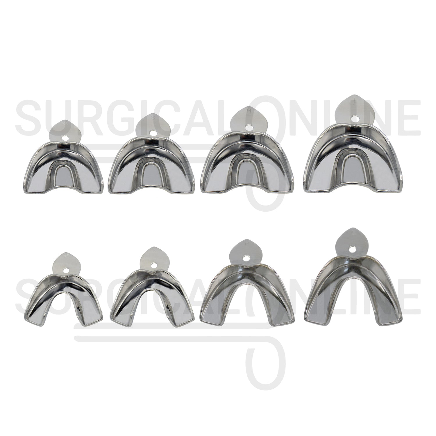 Metal Impression Trays Solid Set of 8 Kit XS, S, M, L