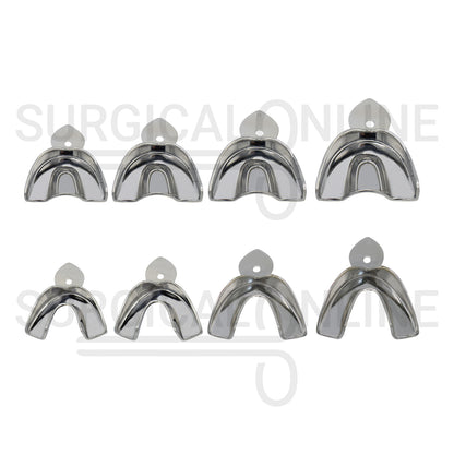 Metal Impression Trays Solid Set of 8 Kit XS, S, M, L