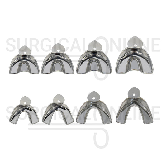 Metal Impression Trays Solid Set of 8 Kit XS, S, M, L