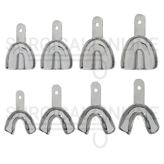 8 Edentulous Impression Trays Solid S, M, L, XL