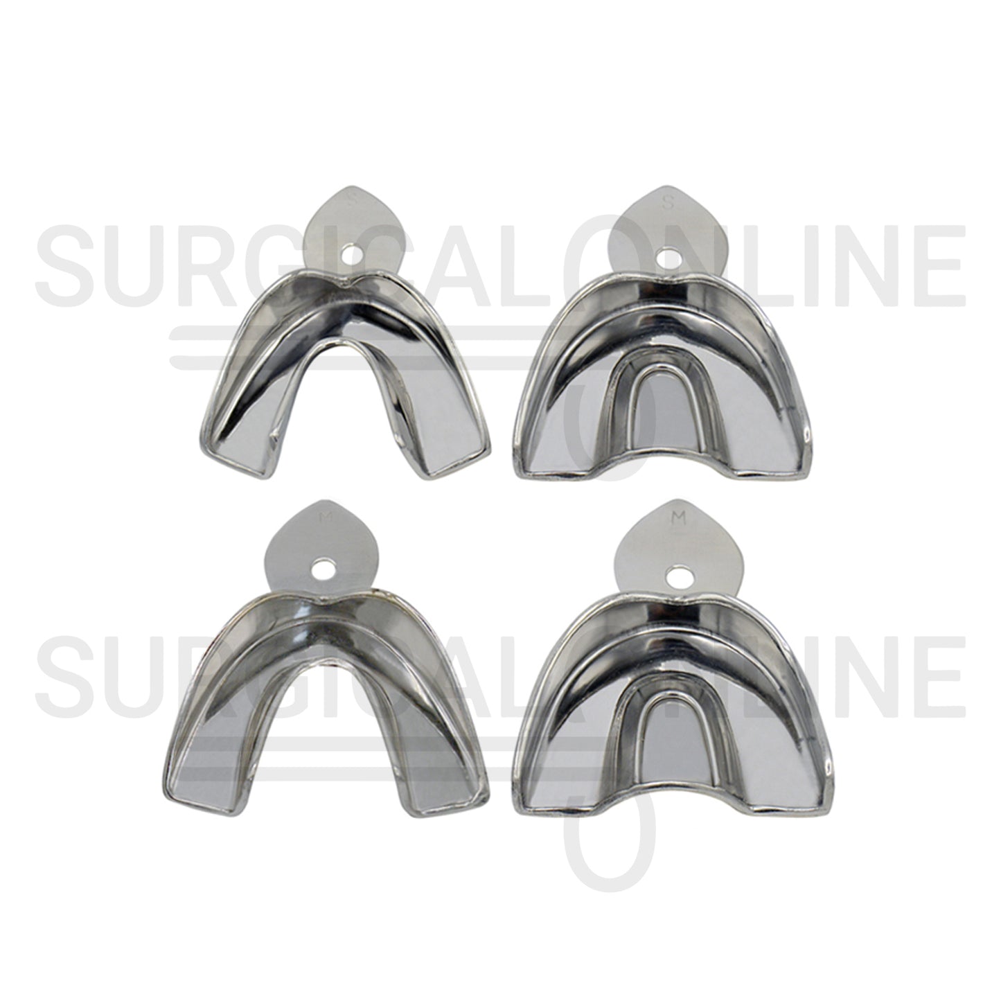 8 Metal Impression Trays Small & Medium Solid+Perforated