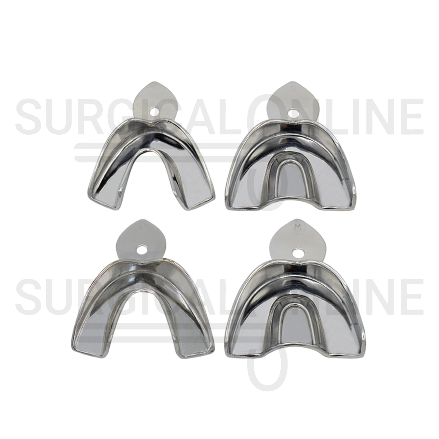 8 Metal Impression Trays Small & Medium Solid+Perforated