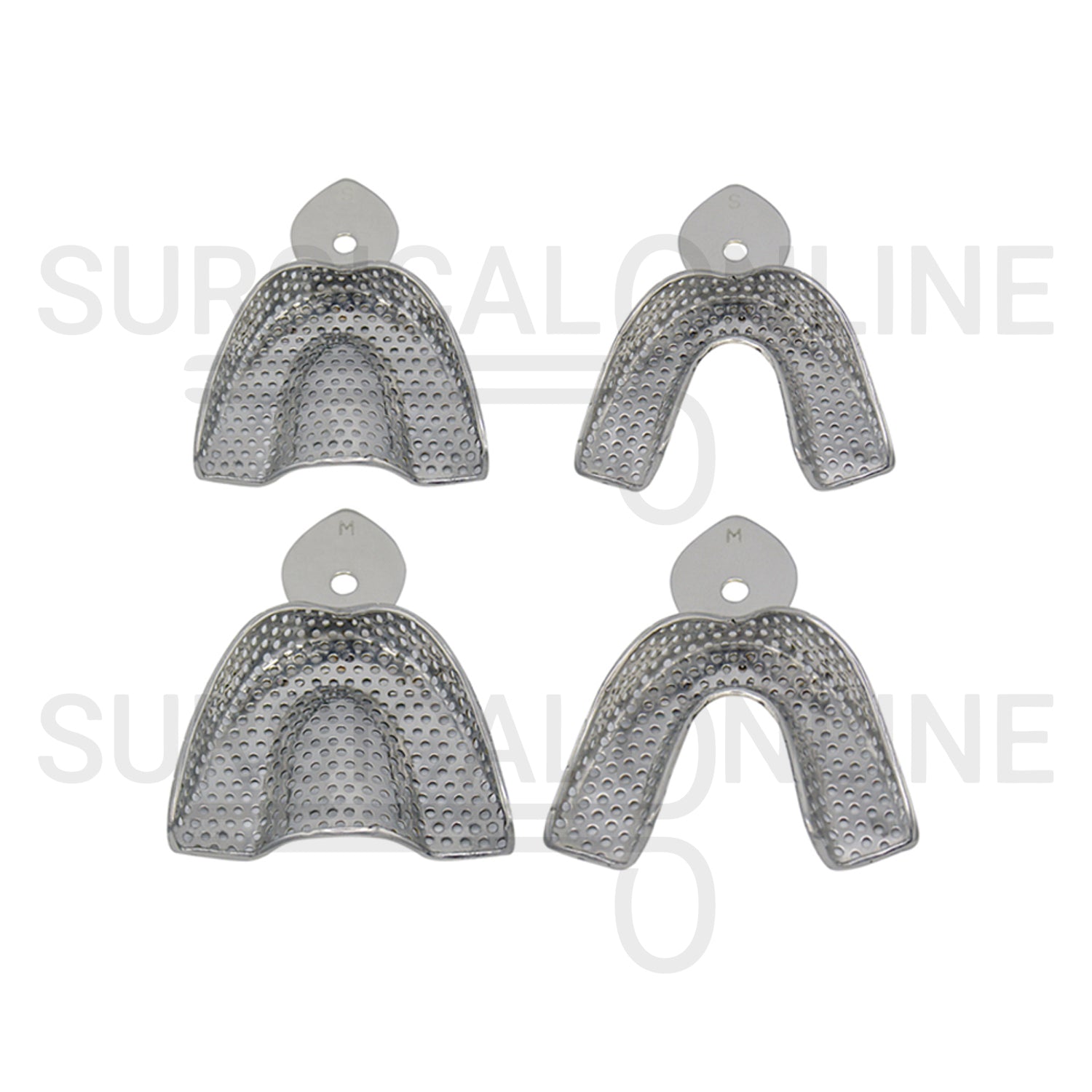 8 Metal Impression Trays Small & Medium Solid+Perforated