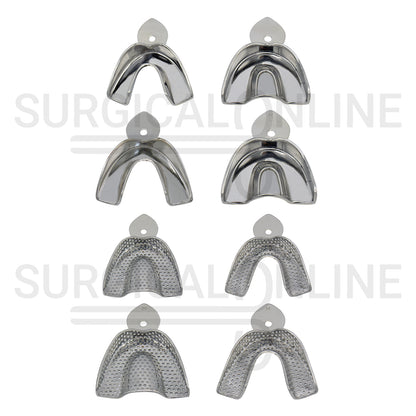 8 Metal Impression Trays Small & Medium Solid+Perforated