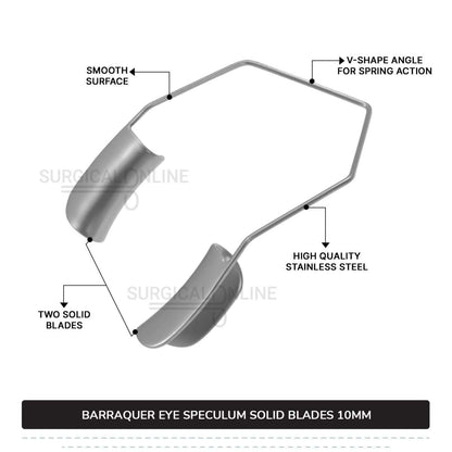 Barraquer Eye Speculum Small With Two Solid Blades 10mm Ophthalmic Surgical Instruments