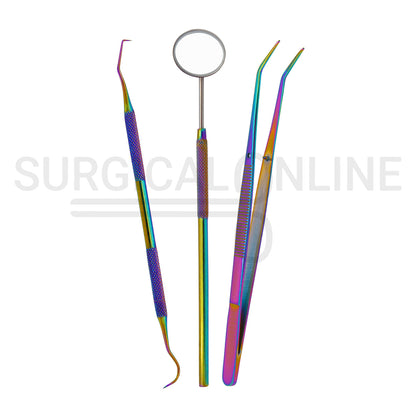3 Pcs Rainbow Color Basic Dental Instrument Set