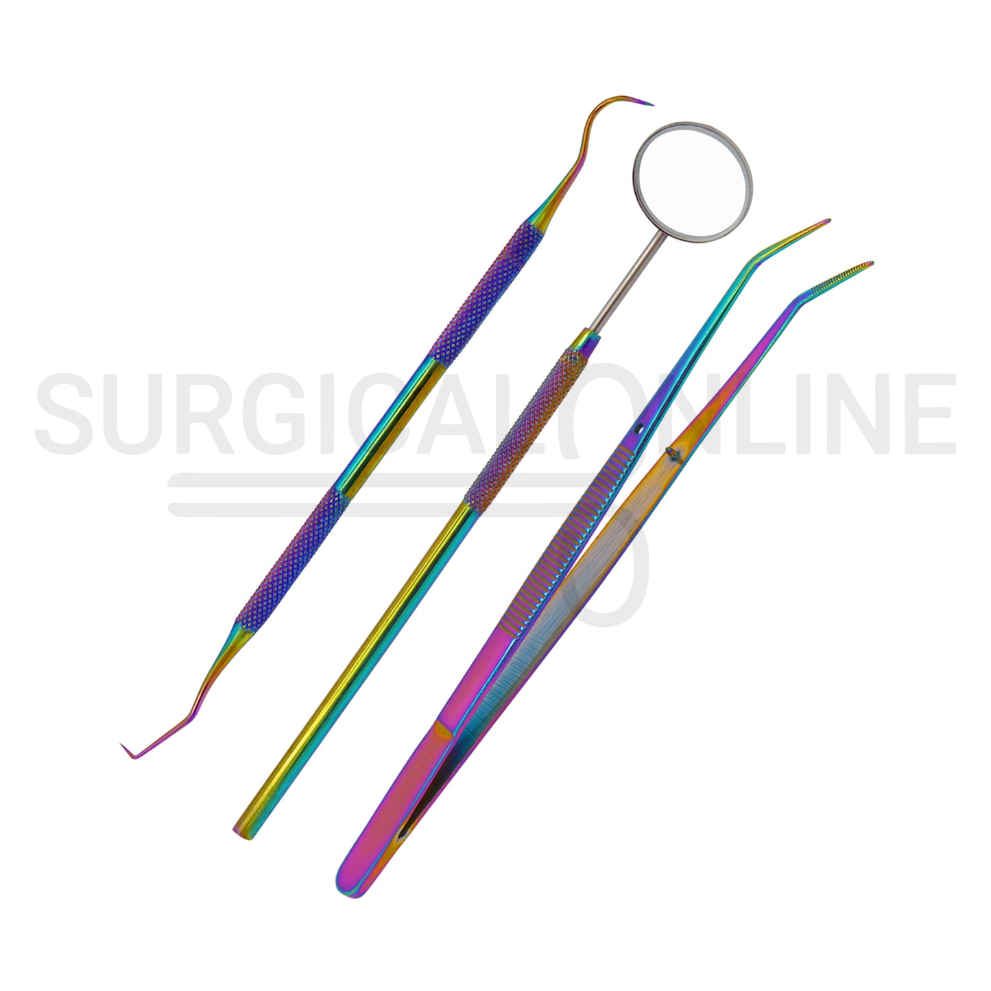 3 Pcs Rainbow Color Basic Dental Instrument Set