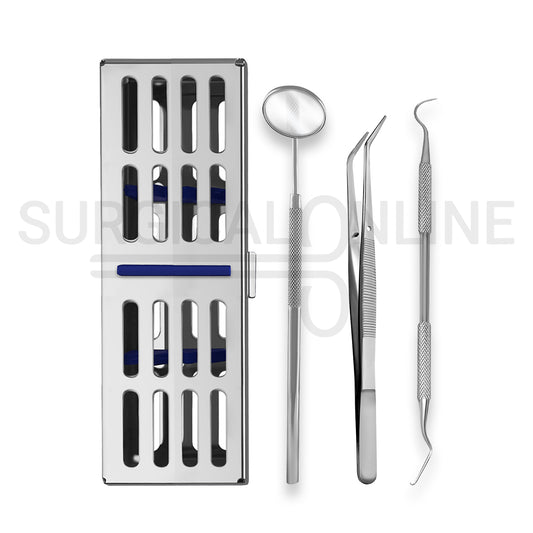 Basic Dental Set with Sterilization Cassette Rack Box Tray