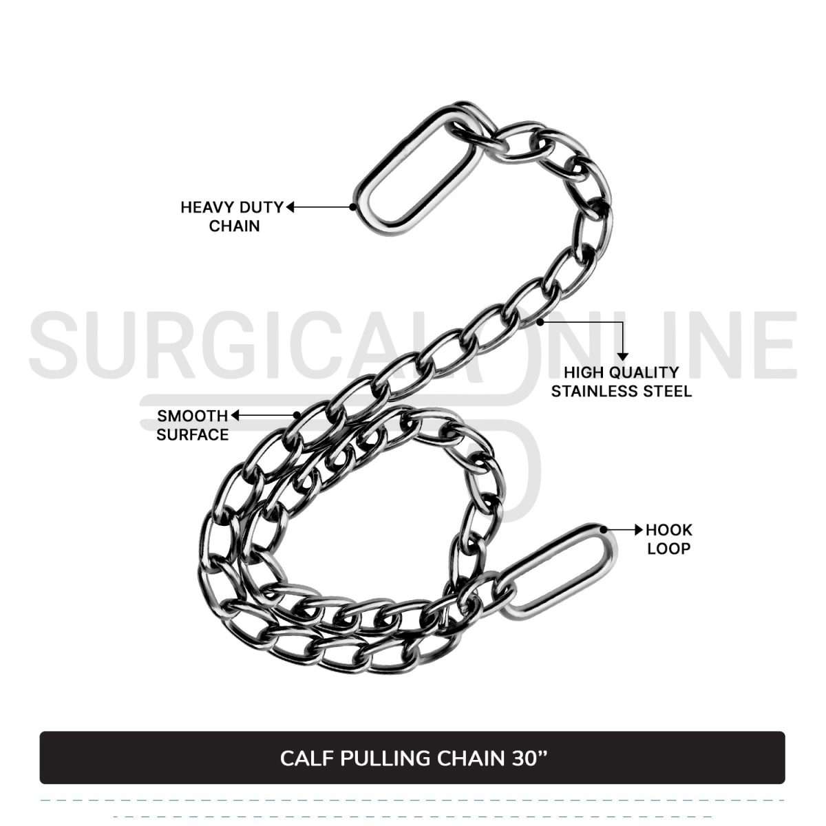 Calf Puller Chain 30" Stainless Steel Cattle Birth Delivery Surgical Veterinary Instruments