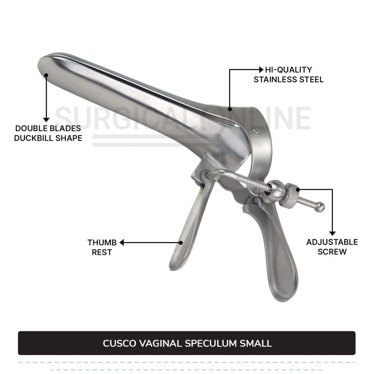 Cusco Vaginal Speculum Small, With Side Screw, 1 1/4" (3.2 cm) X 3 1/2" (8.9 cm)