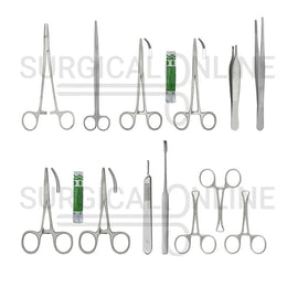 17 Pcs Feline Spay Kit Economy Stainless Steel Surgical Neuter Pack
