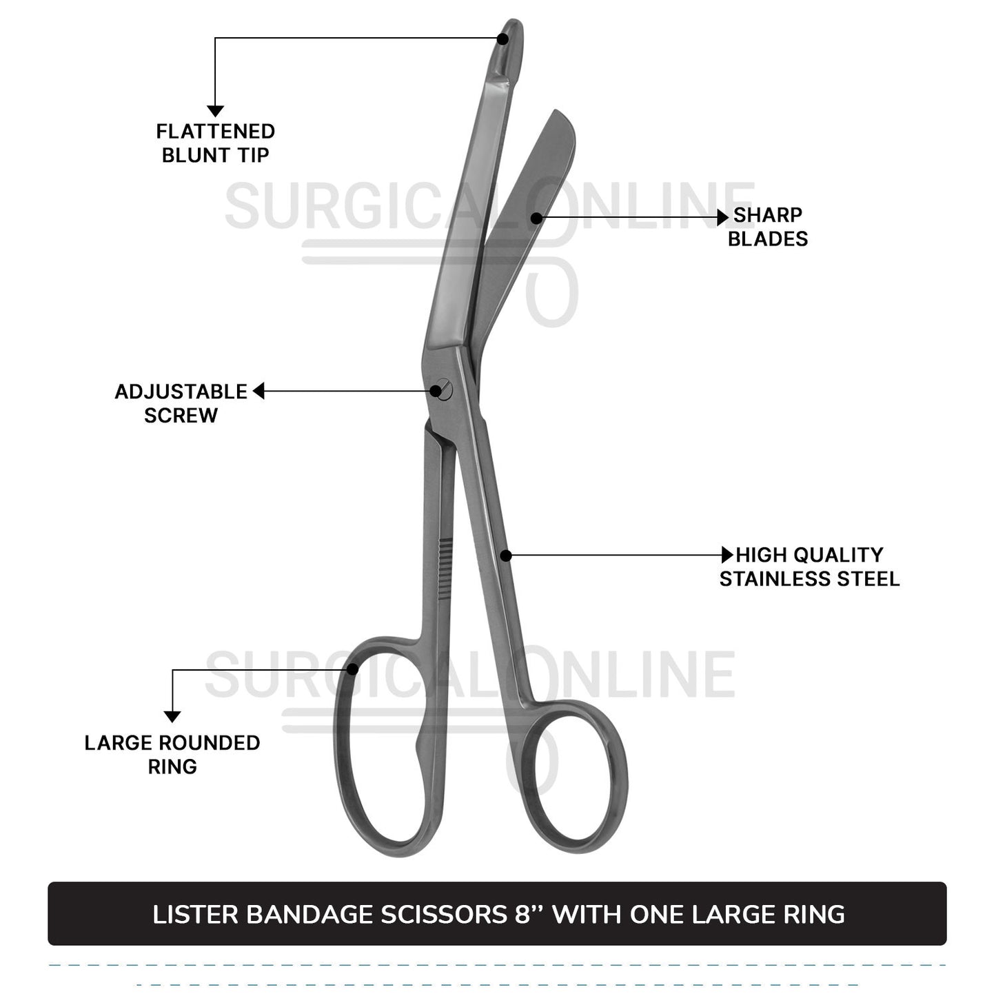 Lister Bandage Scissor 8" with One Large Ring