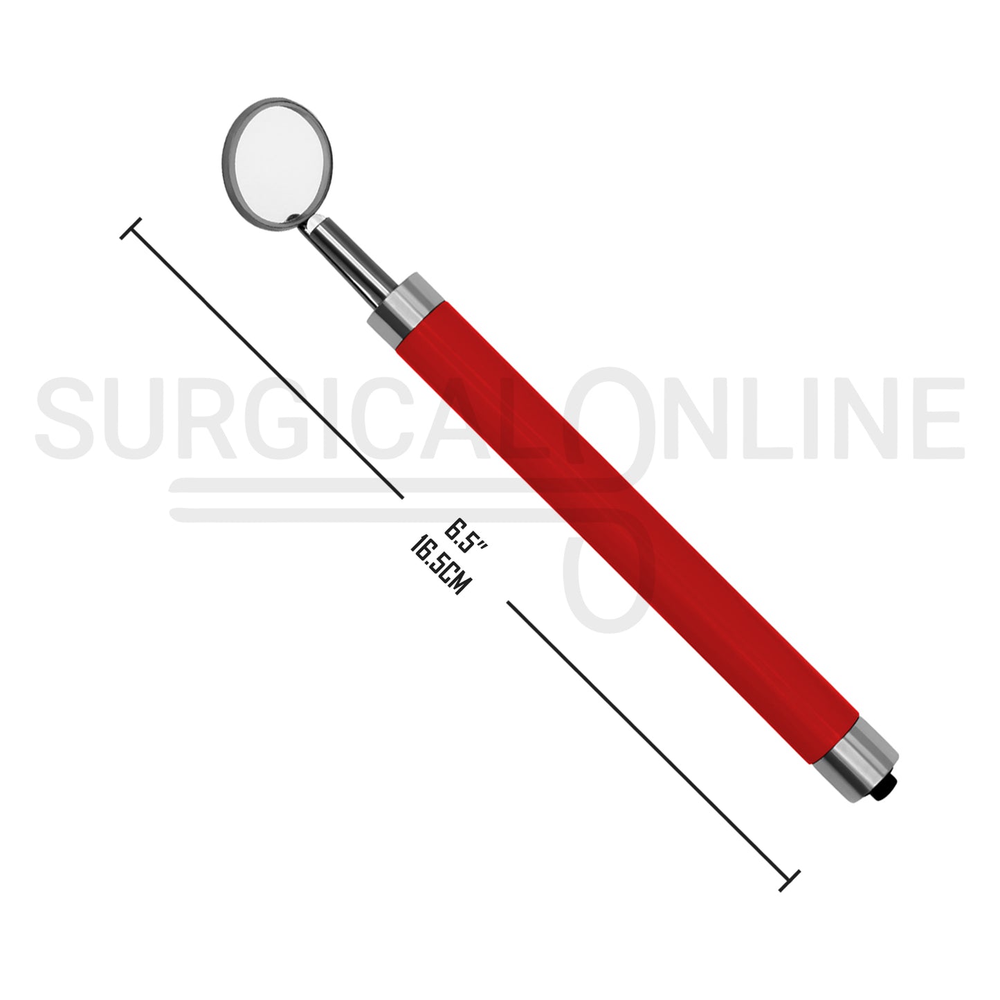 Dental Mirror with LED Light Red Color Handle
