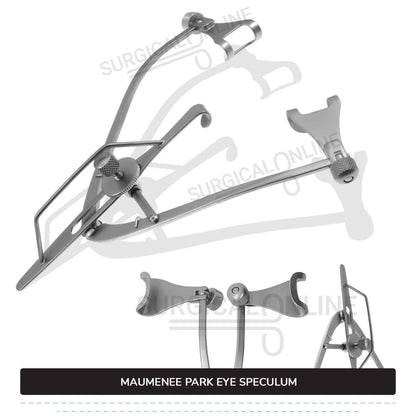 Maumenee-Park Eye Speculum 3 1/4″ (8.3 cm), Fenestrated Blades 14 mm wide, with Screw Lock Ophthalmic Instruments