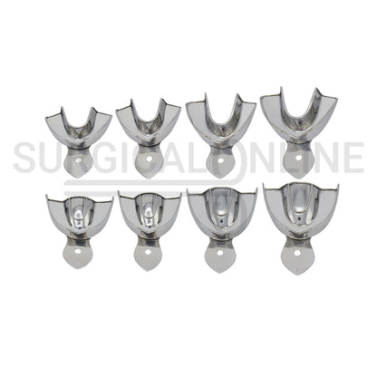 Metal Impression Trays Solid Set of 8 Kit XS, S, M, L