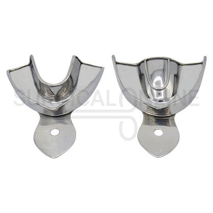 Pack of 2 Dental Metal Impression Trays XS Upper Lower - Solid