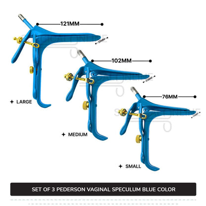 Set of 3 Pcs Pederson Vaginal Speculum LLETZ LEEP Blue Teflon Cover