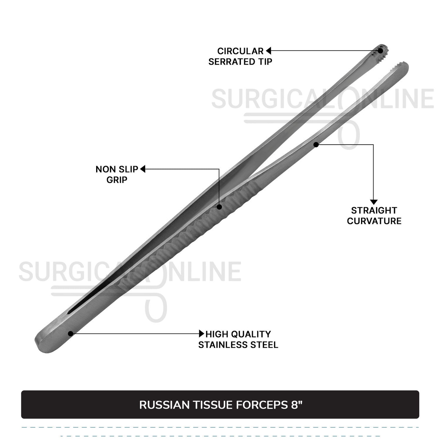 Russian Tissue Forceps 8"
