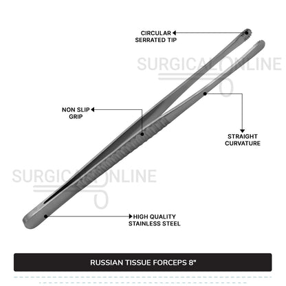 Russian Tissue Forceps 8"