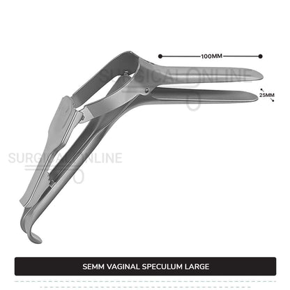 Semm Vaginal Speculum Large, 4" (10 cm) X 1" (2.5 cm) Blades with Self-Retaining 4-Step Locking Handle