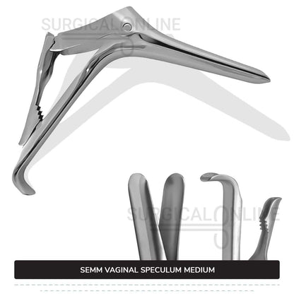 Semm Vaginal Speculum Medium, 4" (10 cm) X 6/9" (1.7 cm) Blades with Self-Retaining 4-Step Locking Handle