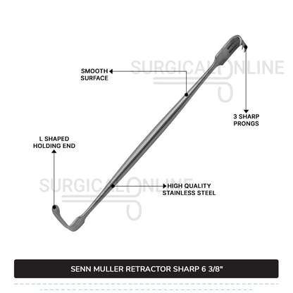 SENN Muller Retractor Sharp 6 3/8"